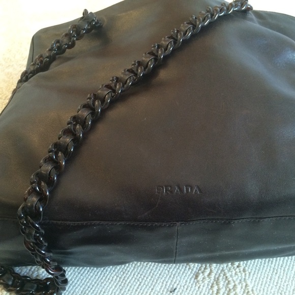 Prada Dark Brown Leather Bag with Leather Chain - Picture 4 of 6